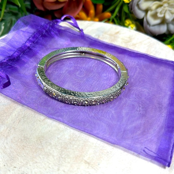 Brighton collectibles Bangle Bracelet silver hinged Swarovski crystals - Picture 7 of 8